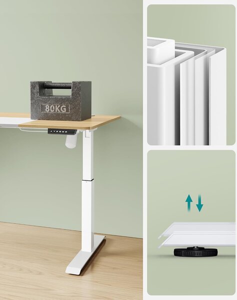 Električni radni stol podesive visine, 120 x 60 x (72–120) cm, boje hrasta i bijeli