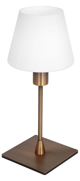Steinhauer Stolna lampa Ancilla, bronca, visina 33 cm, metal, staklo, E14, Bijela, Dnevni boravak/blagovaonica, Staklo