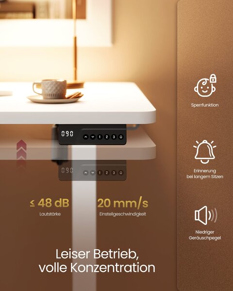 Električni računalni stol podesive visine, 140 x 60 x (72–120) cm, oblak bijeli
