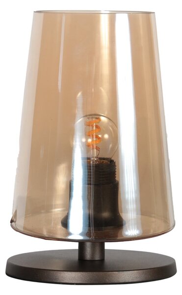 Steinhauer Stolna lampa Ancilla, smeđa/jantar, 26 cm, metal, staklo, E27, Smeđa / hrđa, Dnevni boravak/blagovaonica, Staklo