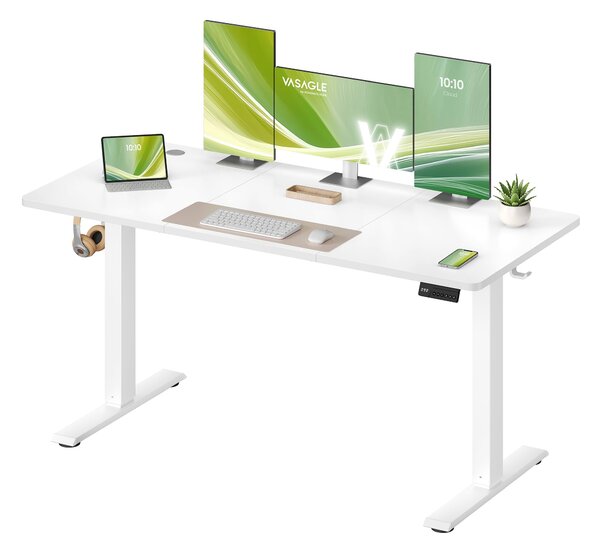 Električni računalni stol podesive visine, 140 x 60 x (72–120) cm, oblak bijeli