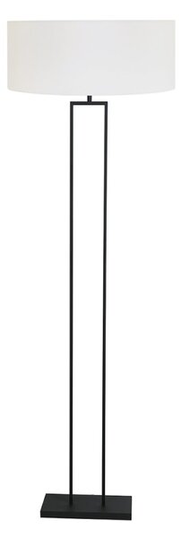 Steinhauer Podna lampa Stang, crno-bijeli lan, visina 160 cm, E27, Crno, Dnevni boravak/blagovaonica, Metal
