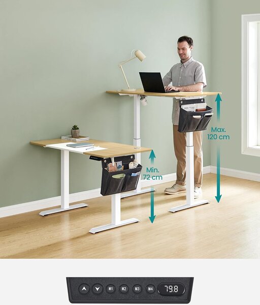 Električni radni stol podesive visine, 120 x 60 x (72–120) cm, boje hrasta i bijeli