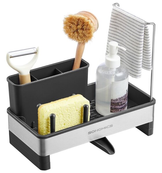 Organizator za sudoper SINK s ocjeđivačem, srebrna/crna SongmicsHome