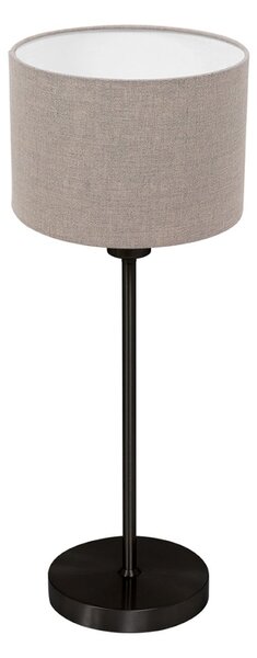 Mexlite Stolna lampa Noor, crni/blatno-sivi lan, visina 50 cm, E27, Crno, Dnevni boravak/blagovaonica, Metal