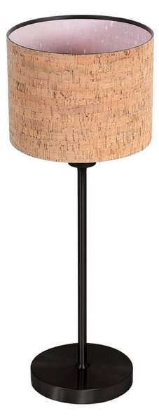 Mexlite Stolna lampa Noor, crna i smeđa pluta, visina 50 cm, E27, Crno, Dnevni boravak/blagovaonica, Metal