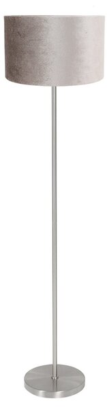Mexlite Podna lampa Noor, čelik/srebrni velur, visina 144 cm, E27, Metalik, Dnevni boravak/blagovaonica, Metal