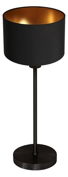 Mexlite Stolna lampa Noor, crna/crna i zlatni čintz, visina 47 cm, E27, Crno, Dnevni boravak/blagovaonica, Metal