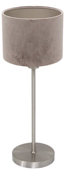Mexlite Stolna lampa Noor, čelik/srebrni velur, visina 50 cm, E27, Metalik, Dnevni boravak/blagovaonica, Metal