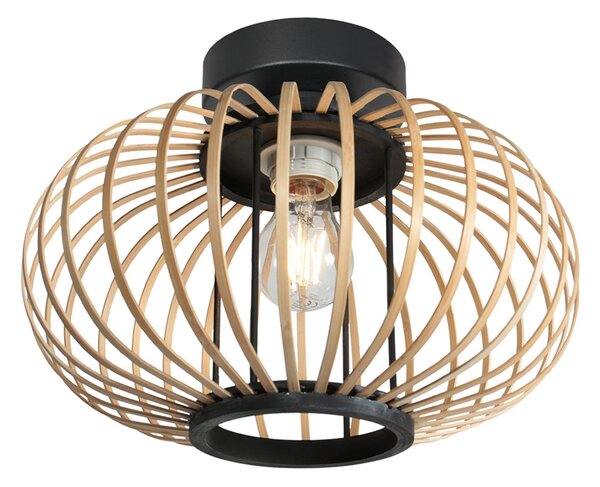 Anne Light Bloeba stropna svjetiljka, crna, bambusove letvice, Ø 31 cm, prigušiva, Crno, Dnevni boravak/blagovaonica, Metal
