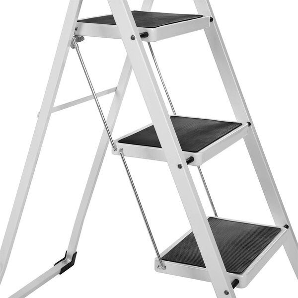Sklopive ljestve STEP, 3 stepenice, max. 150 kg, bijela/crna SongmicsHome