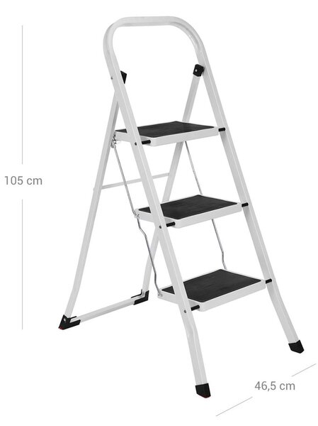 Sklopive ljestve STEP, 3 stepenice, max. 150 kg, bijela/crna SongmicsHome