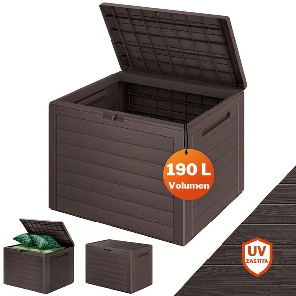 Kutija za pohranu WOODEBOX, 190 l, 78x44x55 cm, tamnosmeđa Prosperplast