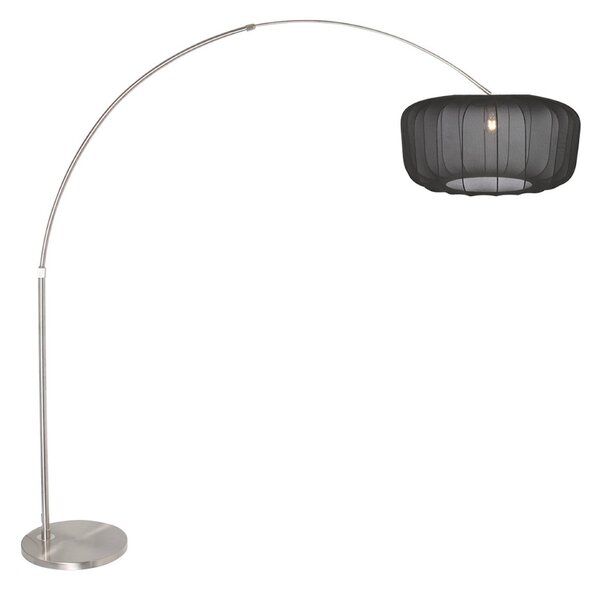 Steinhauer Zakrivljena podna lampa Sparkled Light, čelik/crni najlon, 240 cm, Metalik, Dnevni boravak/blagovaonica, Metal