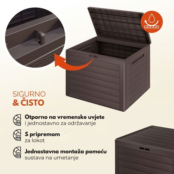 Kutija za pohranu WOODEBOX, 190 l, 78x44x55 cm, tamnosmeđa Prosperplast