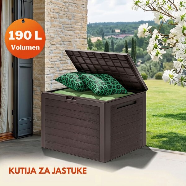 Kutija za pohranu WOODEBOX, 190 l, 78x44x55 cm, tamnosmeđa Prosperplast