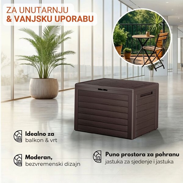 Kutija za pohranu WOODEBOX, 190 l, 78x44x55 cm, tamnosmeđa Prosperplast