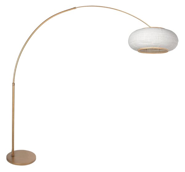 Steinhauer Zakrivljena podna lampa Sparkled Light, bronca/sivi lan, 240 cm, Bronca / stari mesing, Dnevni boravak/blagovaonica, Metal