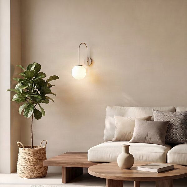 Luminex Zidna svjetiljka Cambridge, bež, visina 34 cm, metal/staklo, E14, prigušiva, Bež, Dnevni boravak/blagovaonica, Metal, Metak