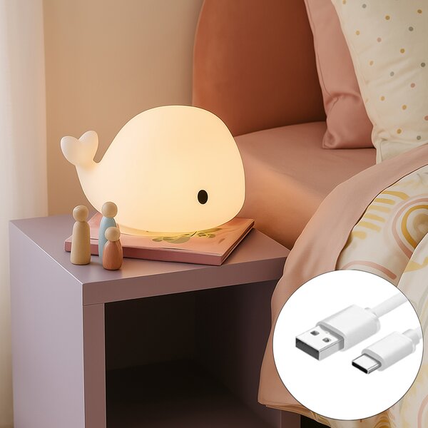 Stolna svjetiljka bijela 30 cm uklj. LED prigušiva IP54 punjiva - Baby Whale