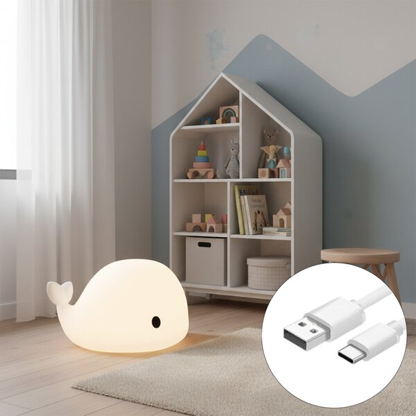 Stolna svjetiljka bijela 50 cm uklj. LED prigušiva IP54 punjiva - Baby Whale