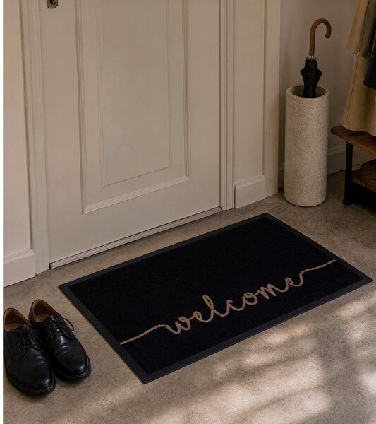 Crni otirač Hanse Home Cozy Welcome, 45 x 75 cm