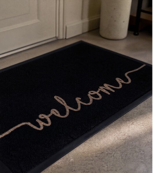 Crni otirač Hanse Home Cozy Welcome, 45 x 75 cm