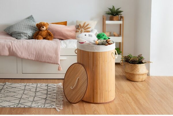 Okrugla košara za rublje od bambusa Compactor Round