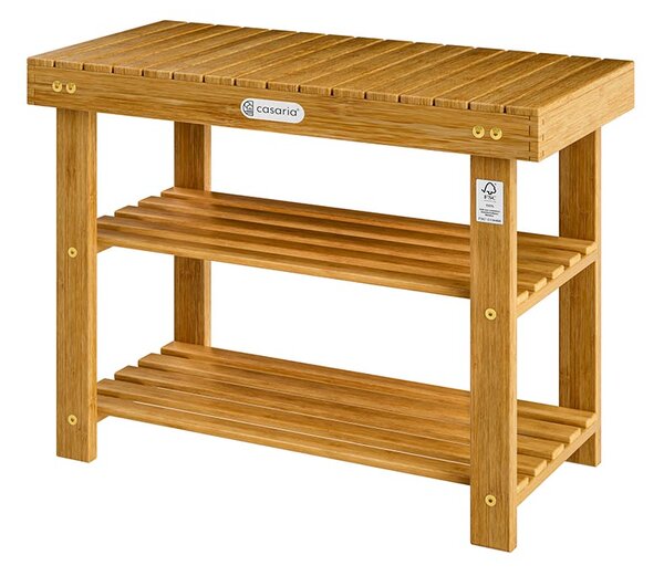 Casaria Stalak za cipele od akacije s klupom 70 x 33 x 46 cm