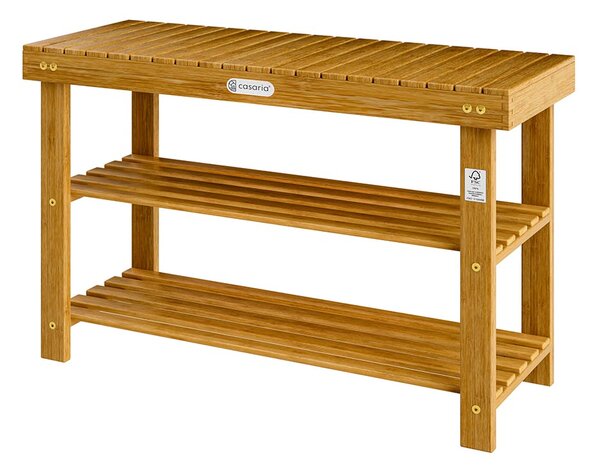 Casaria Stalak za cipele od akacije s klupom 90 x 33 x 46 cm