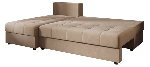 Razvlačna kutna garnitura L VENORIA SLIM 200x143 cm, bež + 2 jastuka GRATIS, univerzalna