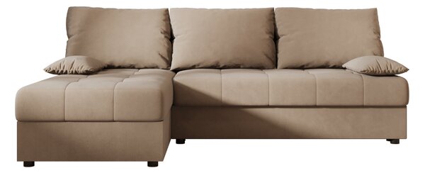 Razvlačna kutna garnitura L VENORIA SLIM 200x143 cm, bež + 2 jastuka GRATIS, univerzalna