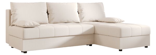Razvlačna kutna garnitura L VENORIA SLIM 200x143 cm, krem + 2 jastuka GRATIS, univerzalna