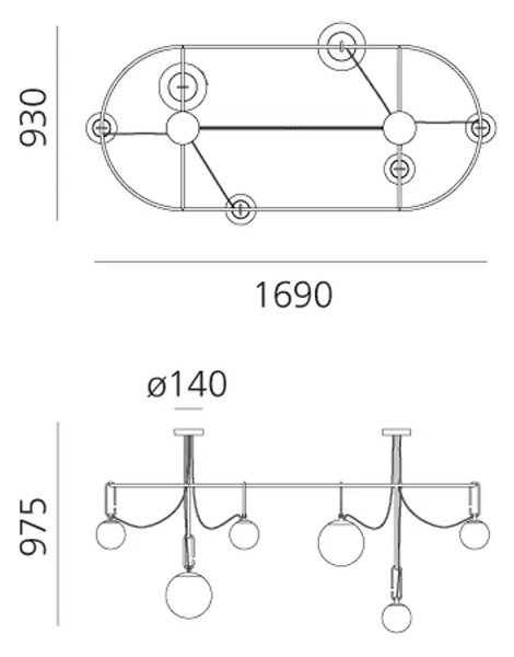Nh S5 ELLIPTIC LUSTER CRNI/STARO ZLATO 46W 220-240V 3772lm AR1279010A
