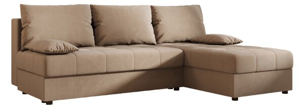Razvlačna kutna garnitura L VENORIA SLIM 200x143 cm, bež + 2 jastuka GRATIS, univerzalna