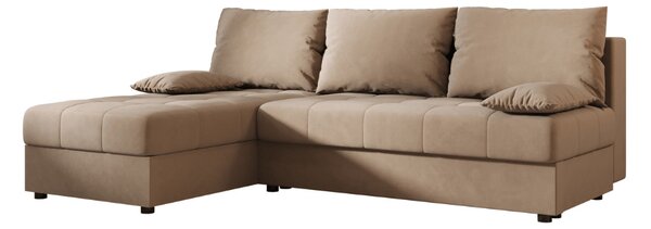 Razvlačna kutna garnitura L VENORIA SLIM 200x143 cm, bež + 2 jastuka GRATIS, univerzalna