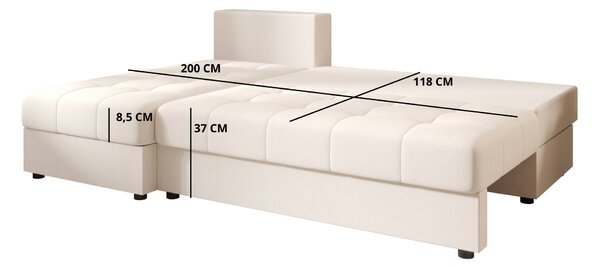 Razvlačna kutna garnitura L VENORIA SLIM 200x143 cm, petrolej + 2 jastuka GRATIS, univerzalna