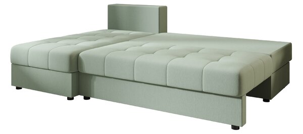 Razvlačna kutna garnitura L VENORIA SLIM 200x143 cm, svijetlo zelena + 2 jastuka GRATIS, univerzalna