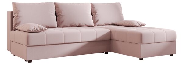 Razvlačna kutna garnitura L VENORIA SLIM 200x143 cm, puderasto roza + 2 jastuka GRATIS, univerzalna