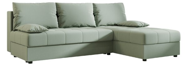 Razvlačna kutna garnitura L VENORIA SLIM 200x143 cm, svijetlo zelena + 2 jastuka GRATIS, univerzalna