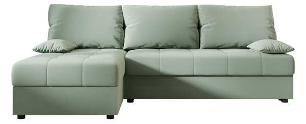 Razvlačna kutna garnitura L VENORIA SLIM 200x143 cm, svijetlo zelena + 2 jastuka GRATIS, univerzalna