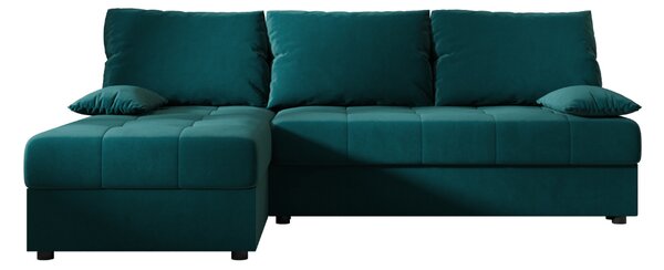 Razvlačna kutna garnitura L VENORIA SLIM 200x143 cm, petrolej + 2 jastuka GRATIS, univerzalna