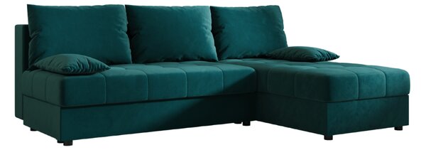 Razvlačna kutna garnitura L VENORIA SLIM 200x143 cm, petrolej + 2 jastuka GRATIS, univerzalna