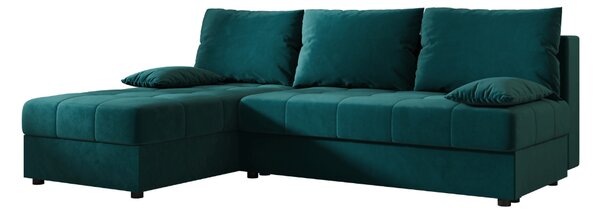 Razvlačna kutna garnitura L VENORIA SLIM 200x143 cm, petrolej + 2 jastuka GRATIS, univerzalna