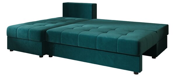 Razvlačna kutna garnitura L VENORIA SLIM 200x143 cm, petrolej + 2 jastuka GRATIS, univerzalna