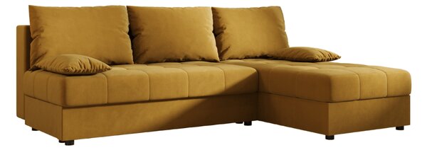 Razvlačna kutna garnitura L VENORIA SLIM 200x143 cm, senf + 2 jastuka GRATIS, univerzalna