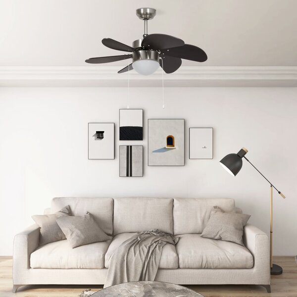 VidaXL Stropni ventilator sa svjetlom 76 cm tamnosmeđi