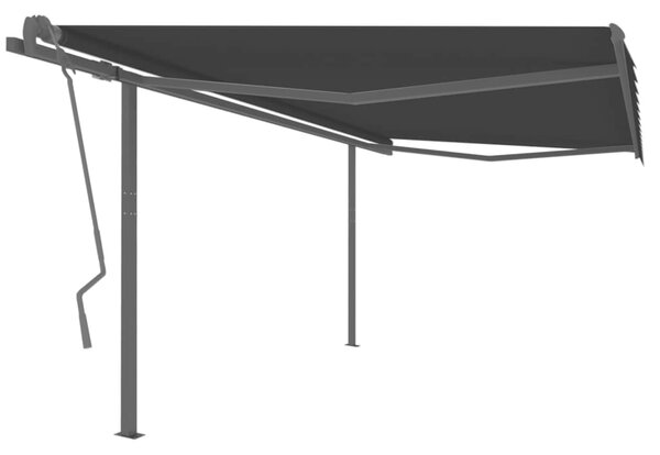 VidaXL Automatska tenda na uvlačenje sa stupovima 4 x 3,5 m antracit