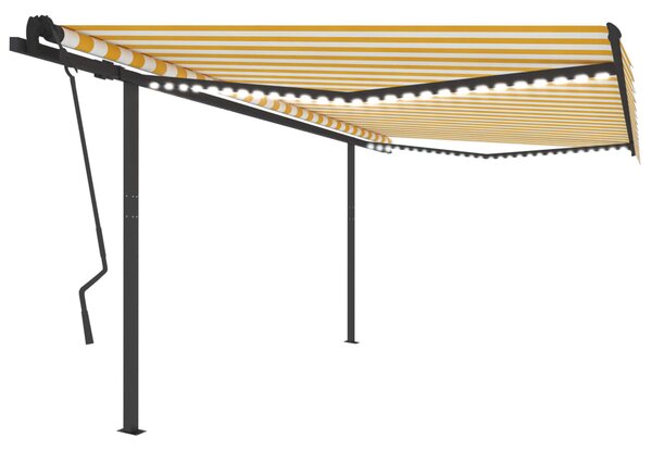 VidaXL Automatska tenda sa senzorom LED 4,5 x 3,5 m žuto-bijela