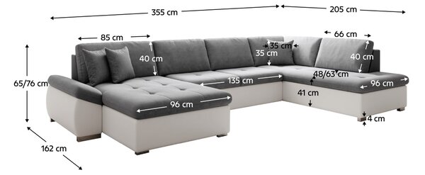 Zondo.hr Kutna garnitura na razvlačenje Matras (soro 93 + bijela ekokoža) (D) . 1064012